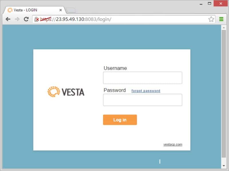 Đăng nhập VestaCP