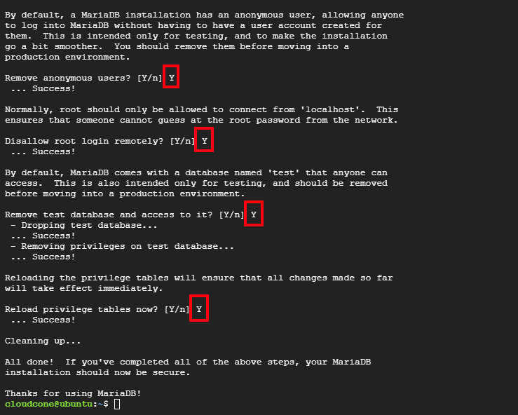 Các tùy chọn bảo mật được khuyến nghị