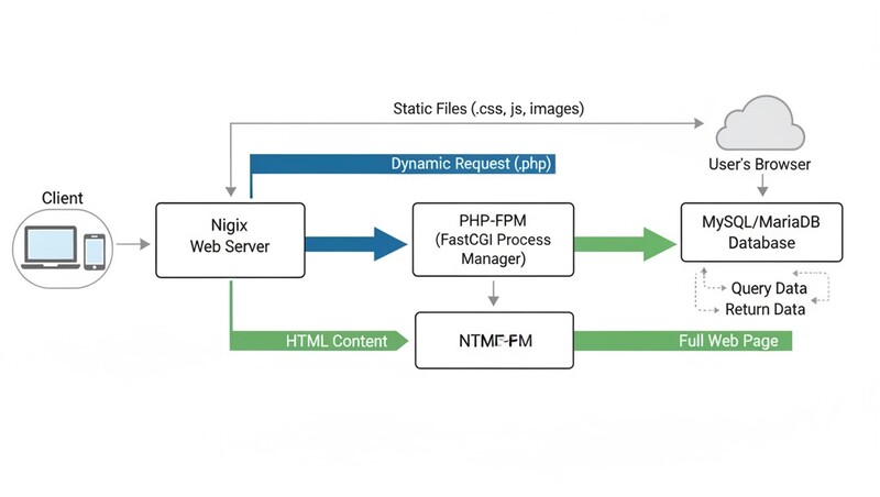 Luồng xử lý yêu cầu trong LEMP Stack