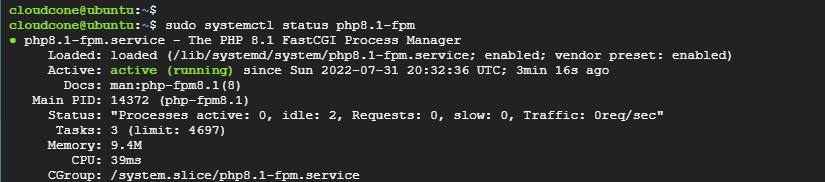 Xác nhận rằng PHP-FPM đang chạy